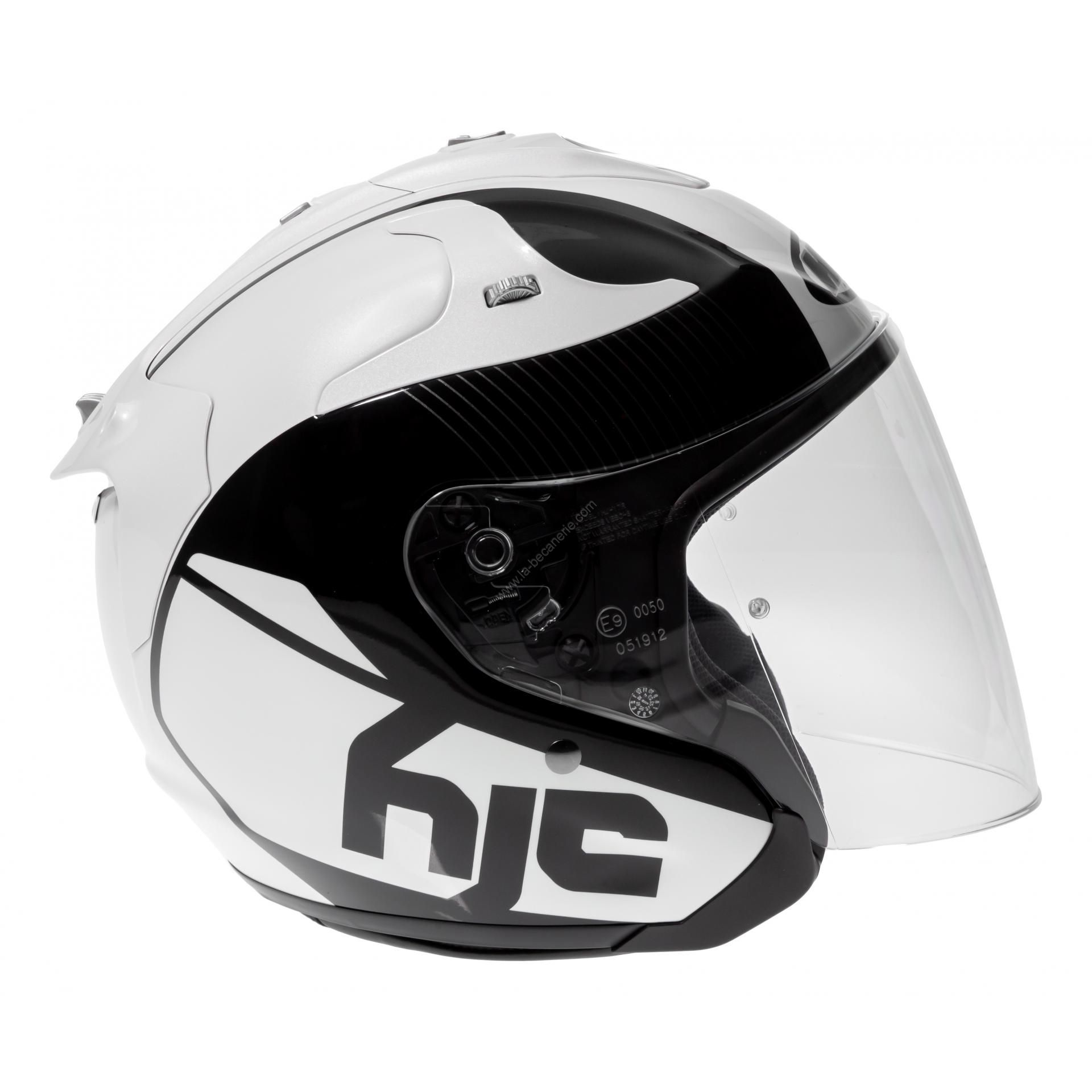 Casque jet HJC FG JET ACADIA MC5 Blanc Noir Casques moto sur La Bécanerie