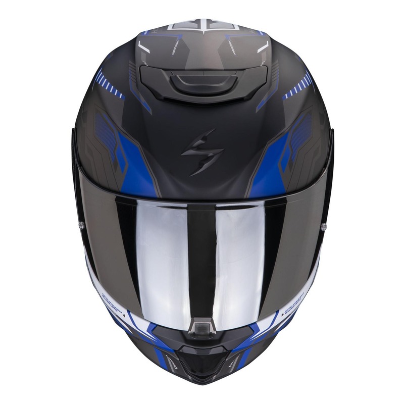 Casque intégral Scorpion Exo 391 Haut noir mat argent bleu Casque