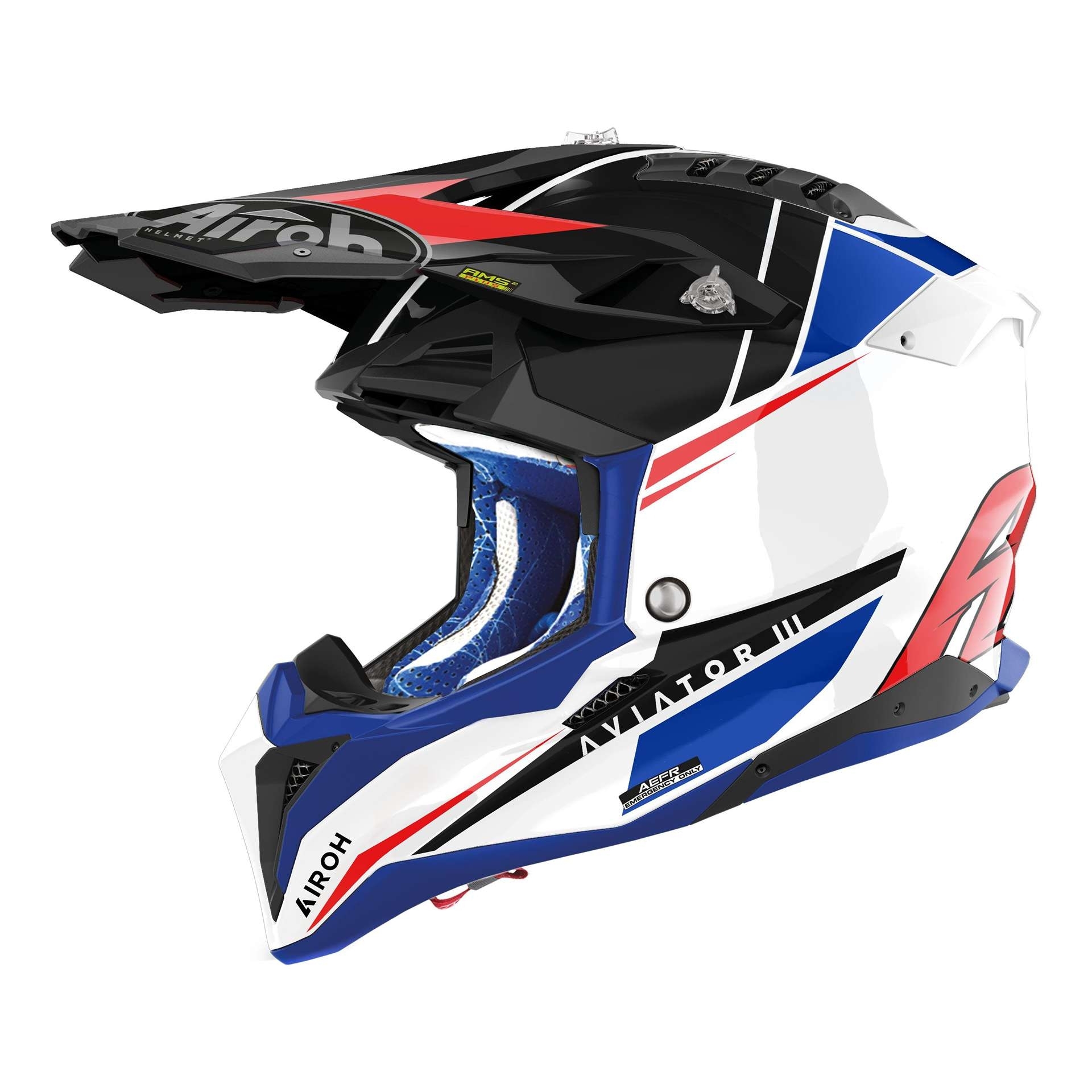 Casque Cross Airoh Aviator Push Bleu Rouge Casque Moto Cross Sur La