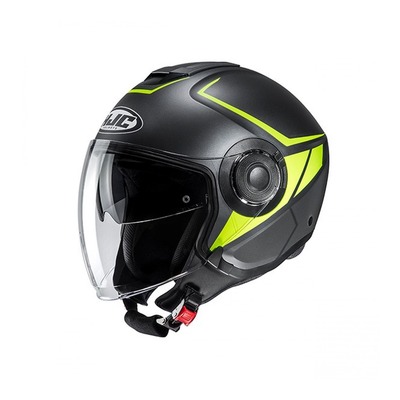 Casque Jet Hjc I Spina Mc Hsf Gris Jaune Fluo Noir Mat Casque Jet