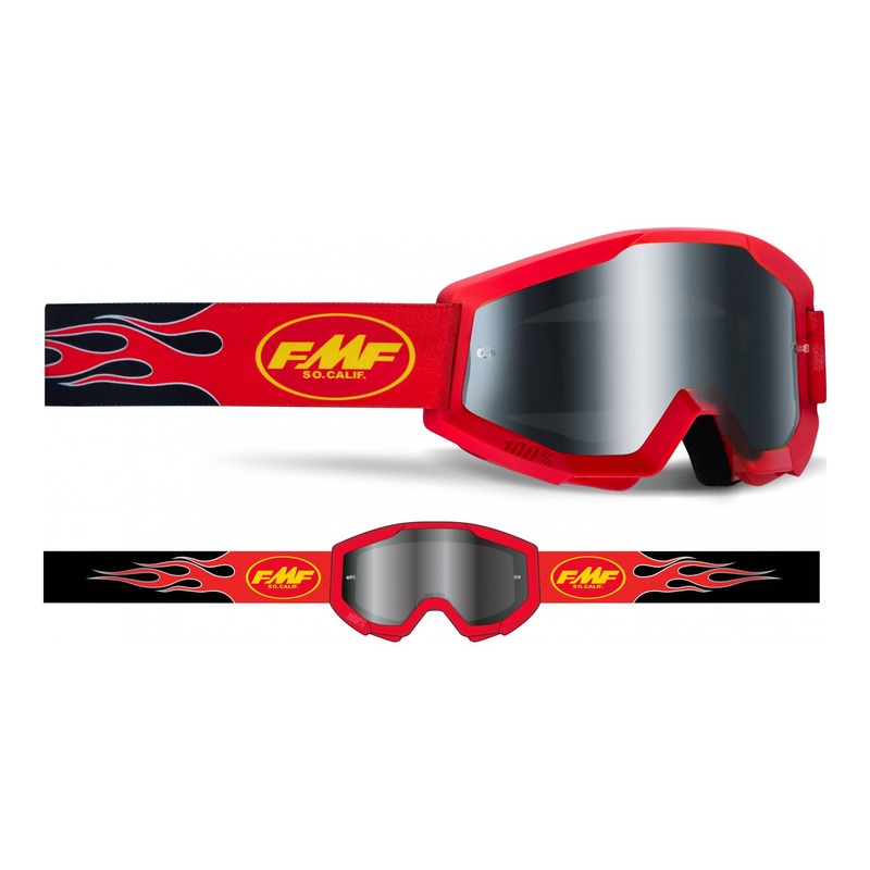 Masque cross FMF Vision PowerCore Sand Flame rouge écran fumé