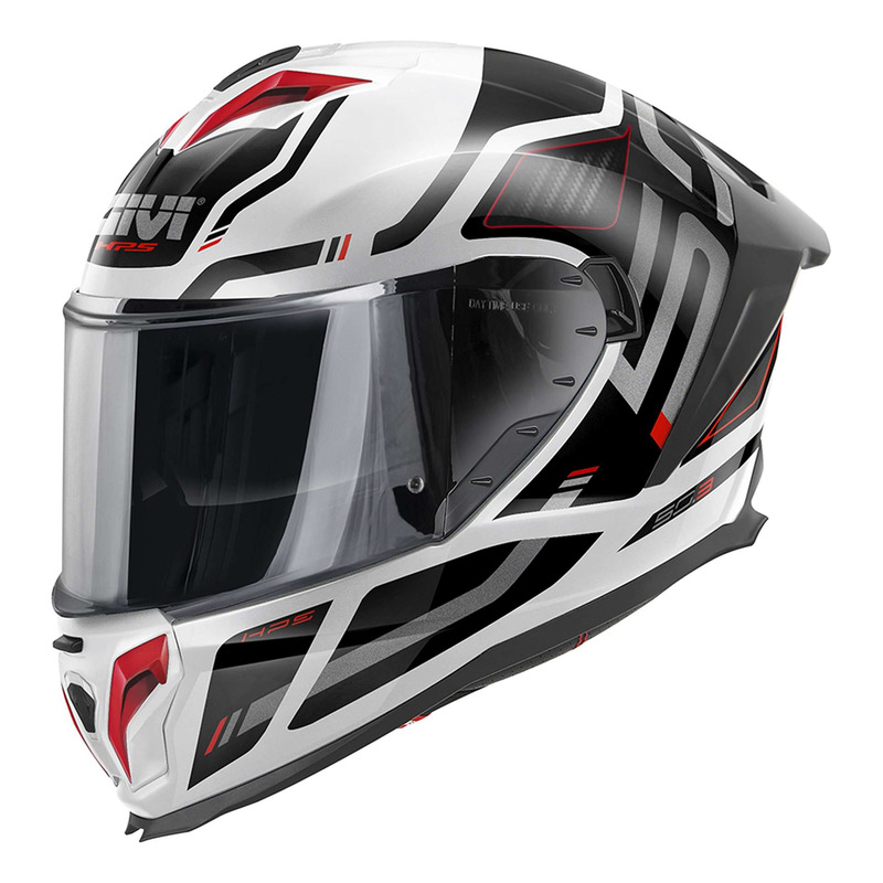 Casque intégral Givi 50 3 Quasar blanc noir rouge brillant Casque