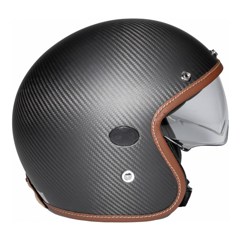 Casque Jet Helstons Naked Noir Carbone Mat Casque Vintage Sur La