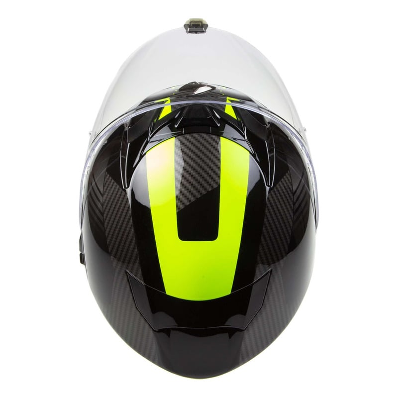 Casque intégral Scorpion Exo 391 Haut noir argent jaune fluo Casque