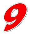 Chiffre autocollant de 0 à 9 Rouge. Hauteur 9 cm