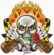 Autocollant Tête de mort  Poker 8x8.5cm