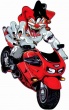 Autocollant Jocker en Moto  9.7 x 7.8 cm