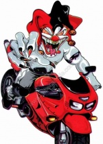 Autocollant jocker en moto  9.7 x 7.8 cm
