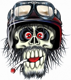 Autocollant t�te de mort casque 8.3x7.5cm