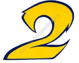 Chiffre autocollant de 0 � 9 jaune. hauteur 9 cm