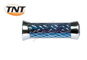 Rev�tements ecaille bleu embouts chrom�s (la paire)