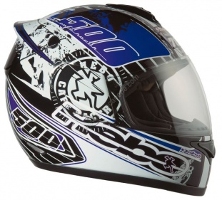Casque Moto intégral Hebo Cafe Racer Bleu