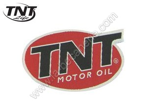 Autocollant Logo TNT MOTOR OIL 7X4 cm Encollage Arrière