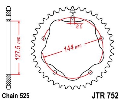 Couronne JT Sprockets Acier pas 525 41 dents - Pour Ducati 796 Hypermo