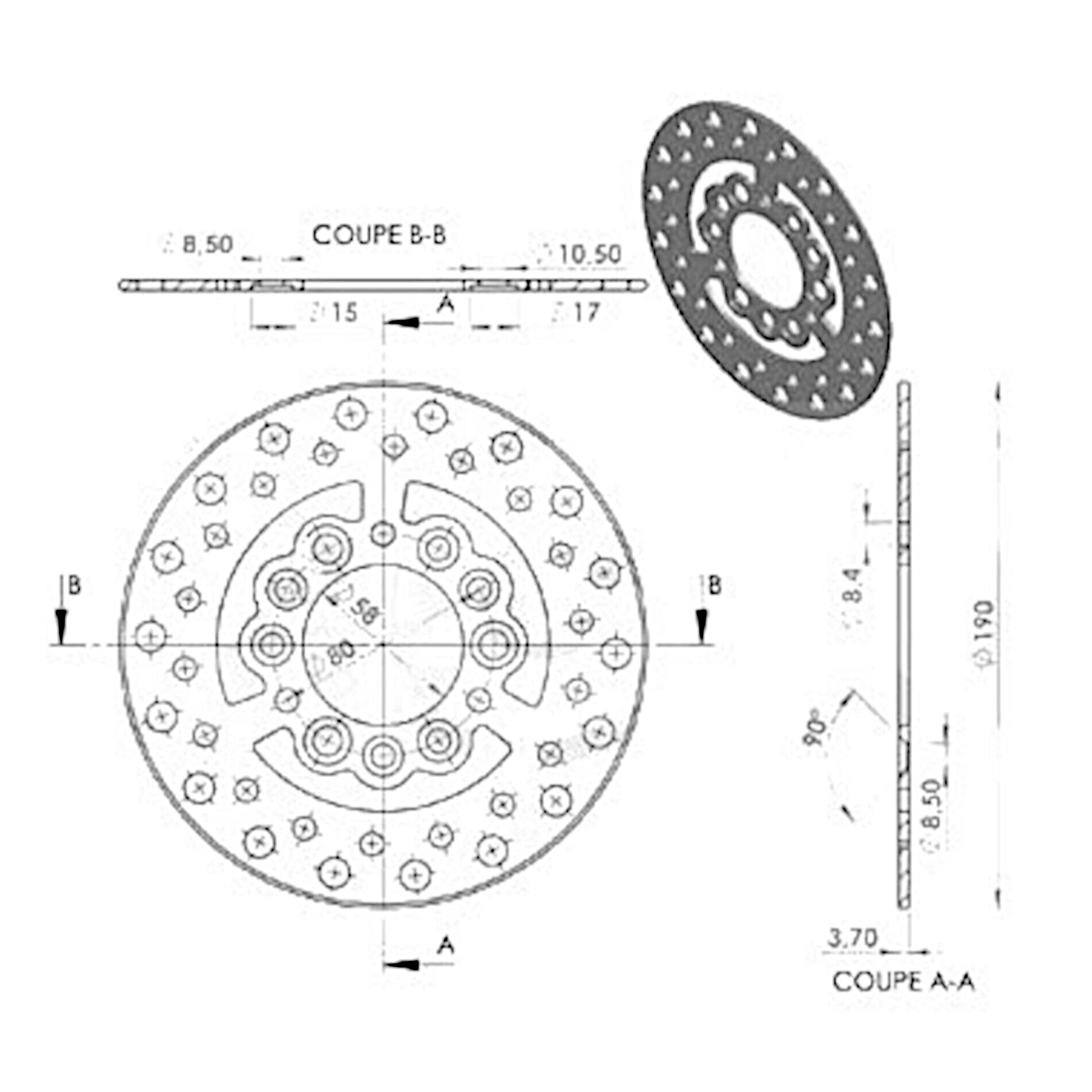Disque de frein NG Brake Disc D.190 Aprilia Beta Gilera Honda MBK Peug