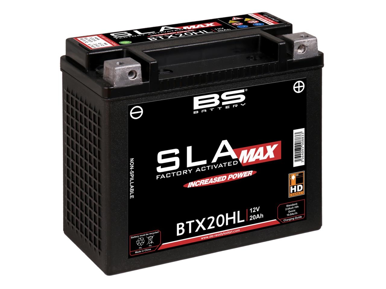 Batterie BS BTX20HL SLA Max sans entretien activée usine