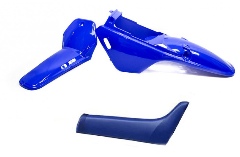 Kit plastiques bleu 3 pièces + selle ART pour Yamaha PW 80