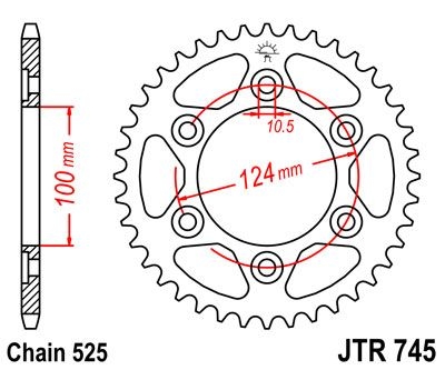 Couronne JT Sprockets Acier pas 525 39 dents - Pour Ducati Monster 100