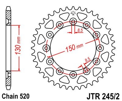 Couronne JT Sprockets Acier pas 520 53 dents - Pour Honda XL 250 S 78-