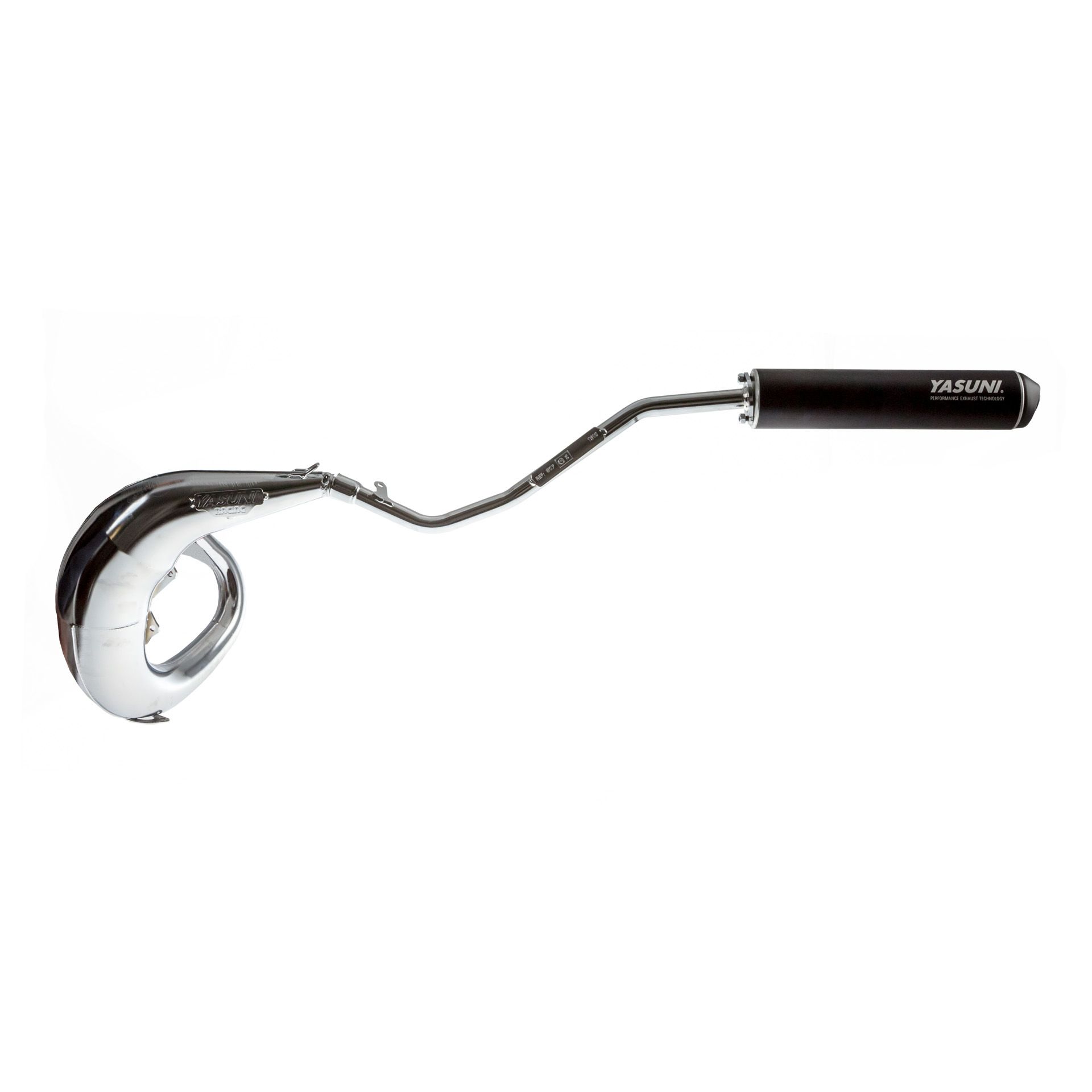 Pot Yasuni Max Serie Cross ML noir/chrome AM6 Derbi (passage à gauche)