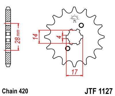 Pignon JT Sprockets Acier pas 420 14 dents - Pour Derbi Senda SM 50 DR