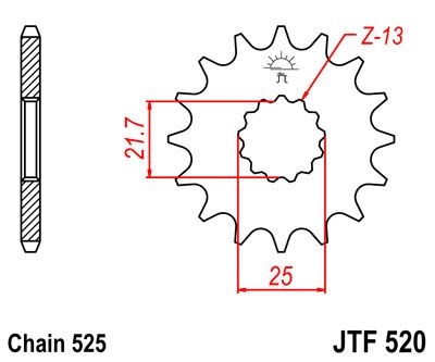 Pignon JT Sprockets Acier pas 525 17 dents - Pour Suzuki GSR 750 11-16