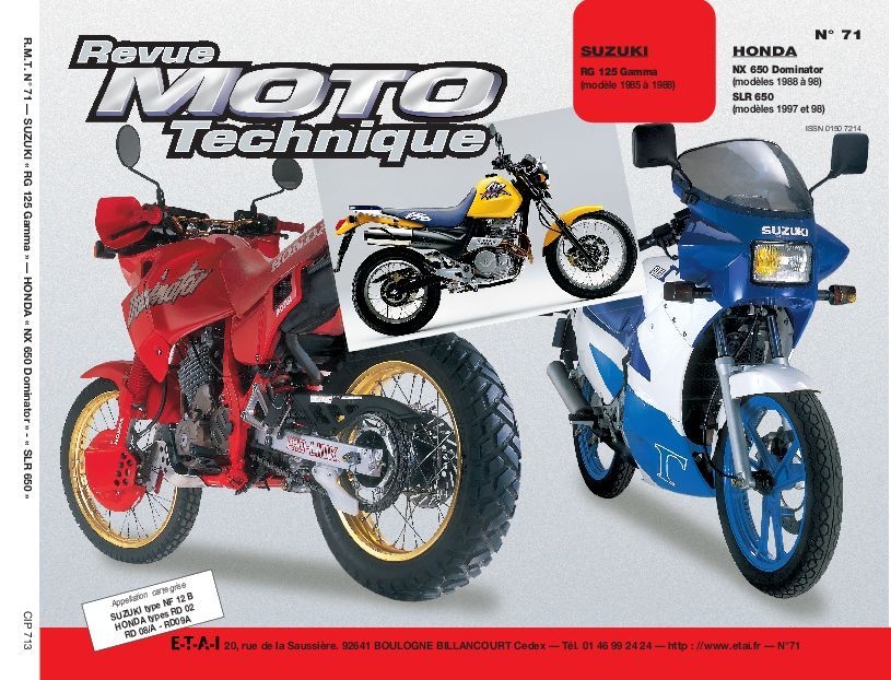 Revue Moto Technique 71.3 Suzuki RG 125 Gamma / Honda NX 650 Dominator