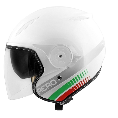 Casque jet TNT Aero Italia Classic double écran blanc - XS