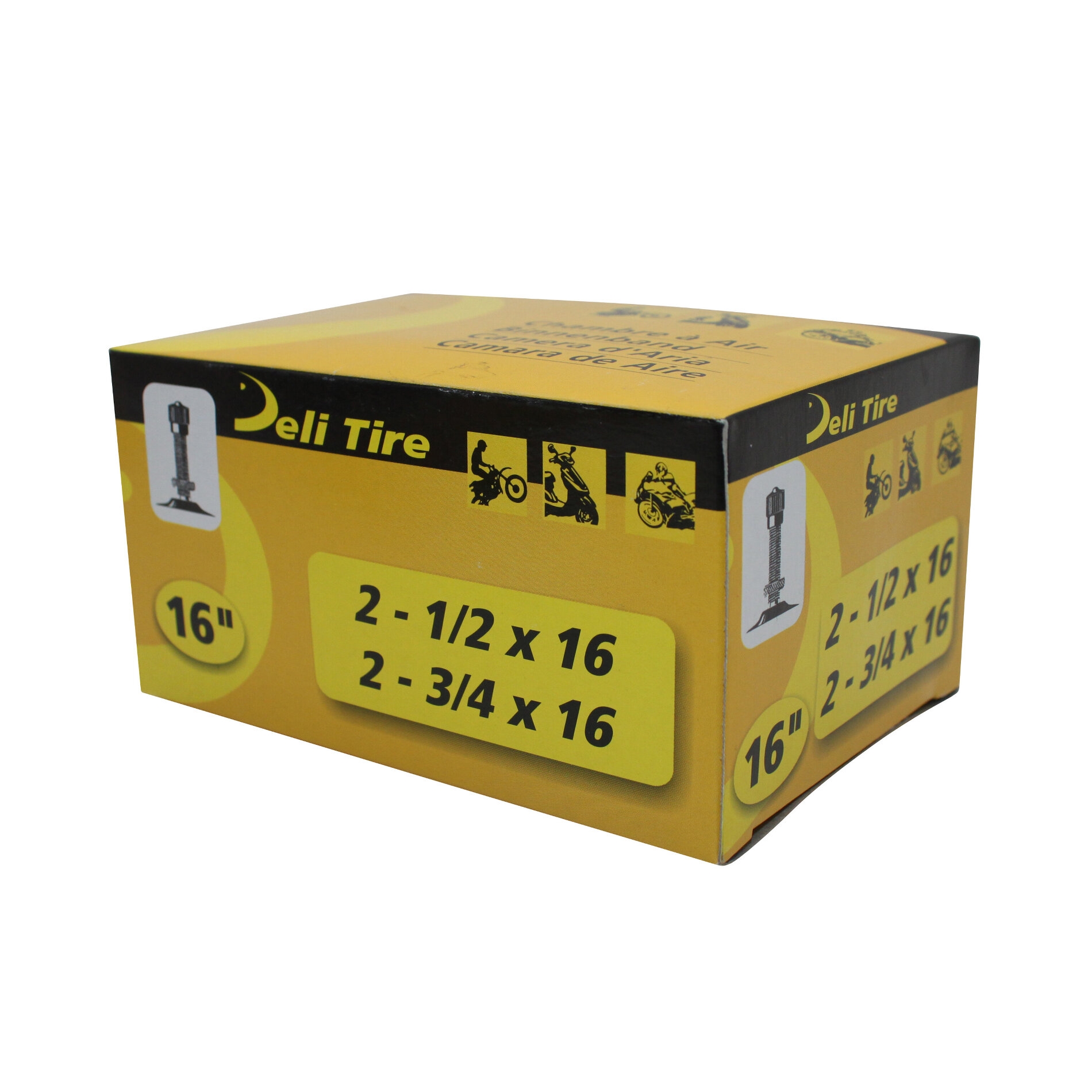 Chambre à air 16'' Deli standard droite à visser tr-4 pour pneu 2 1/2x