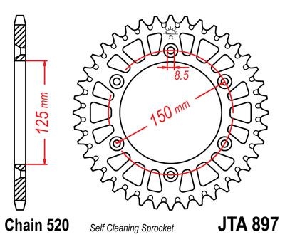 Couronne JT Sprockets Aluminium pas 520 40 dents - Pour KTM Duke 690 0