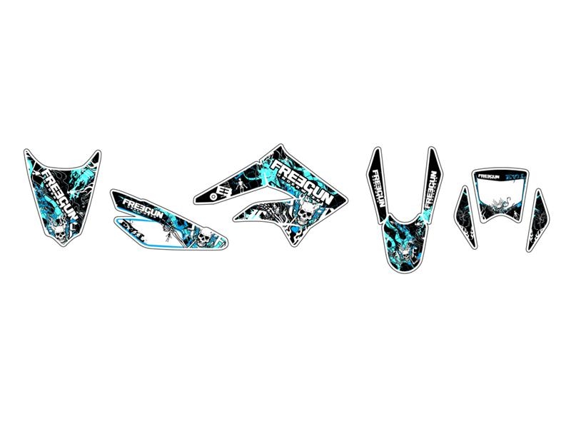 Kit déco Kutvek Freegun Firehead bleu Sherco 50 SM-R