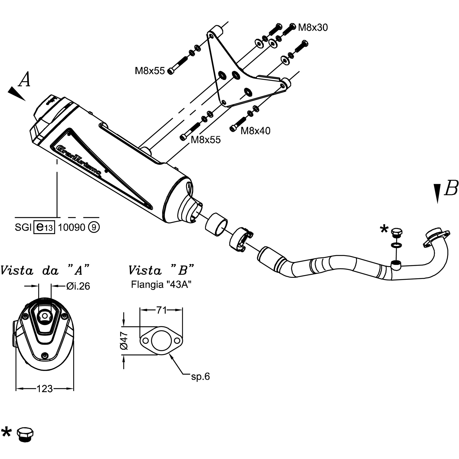 Pot Leovince Scoot Granturismo PIAGGIO 125 ET 3200 BEVERLY 10-12
