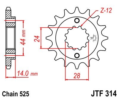 Pignon JT Sprockets Acier pas 525 16 dents - Pour Honda XRV 750 Africa
