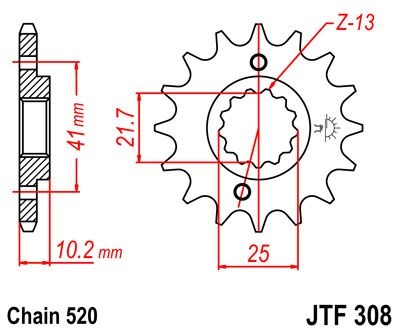 Pignon JT Sprockets Acier pas 520 14 dents - Pour Honda FMX 650 05-08