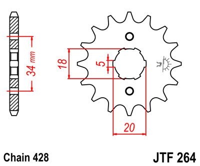 Pignon JT Sprockets Acier pas 428 16 dents - Pour Yamaha DT 125 LC 198