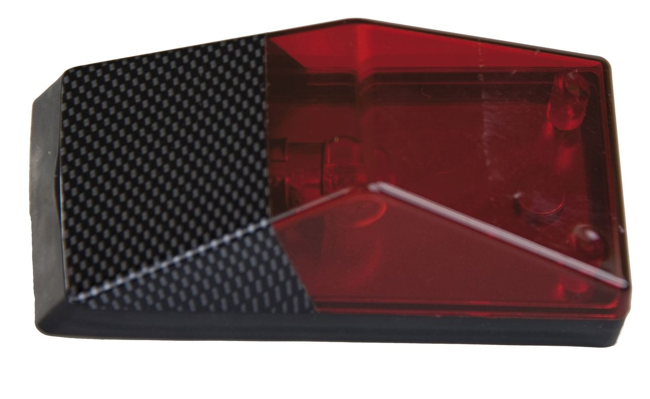 Feu arrière enduro rouge-carbone "Large Type"