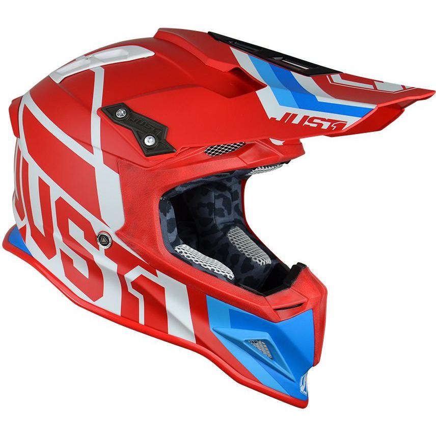 Casque cross Just1 J12 Unit rouge / blanc / bleu mat - XS