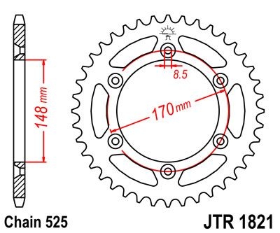 Couronne JT Sprockets Acier pas 525 47 dents - Pour Suzuki DR 800 94-9