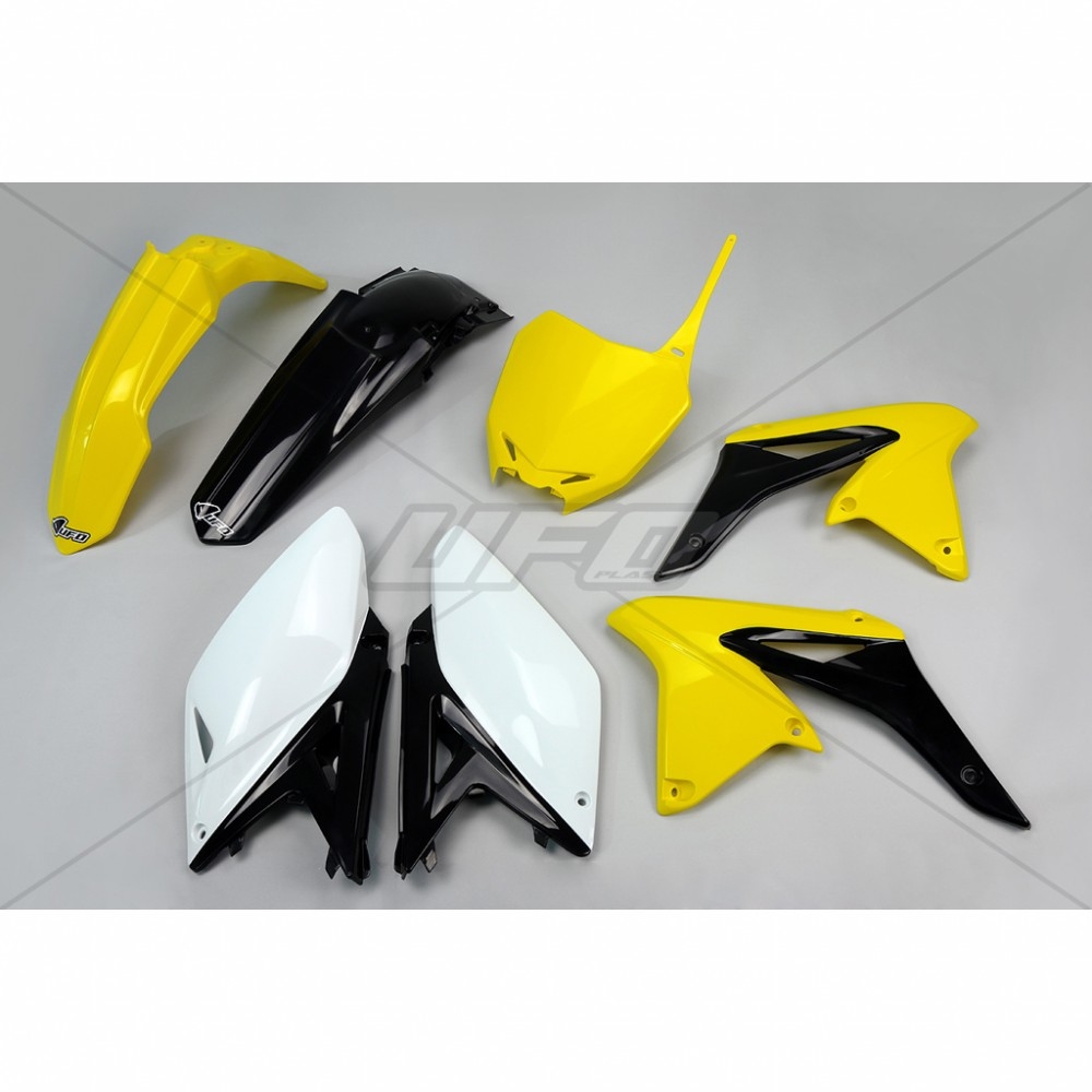 Kit plastique UFO Suzuki 250 RM-Z 2013 jaune/noir/blanc (couleur origi