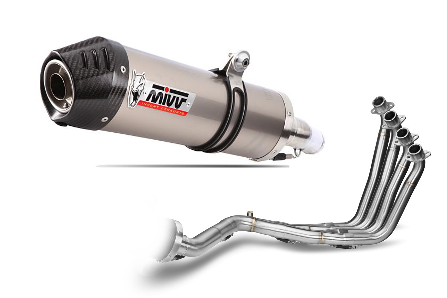 Ligne complète 4x2x1 MIVV Oval titane / casquette carbone Honda CB650F