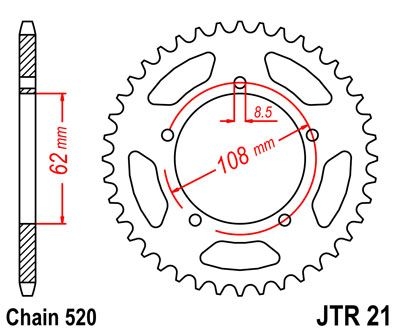 Couronne JT Sprockets Acier pas 520 40 dents - Pour Aprilia 125 Pegaso