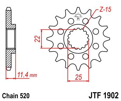 Pignon JT Sprockets Acier pas 520 14 dents - Pour KTM 620 LC4 Enduro 9