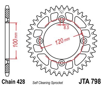 Couronne JT Sprockets Aluminium pas 428 50 dents - Pour Suzuki RM 80 8