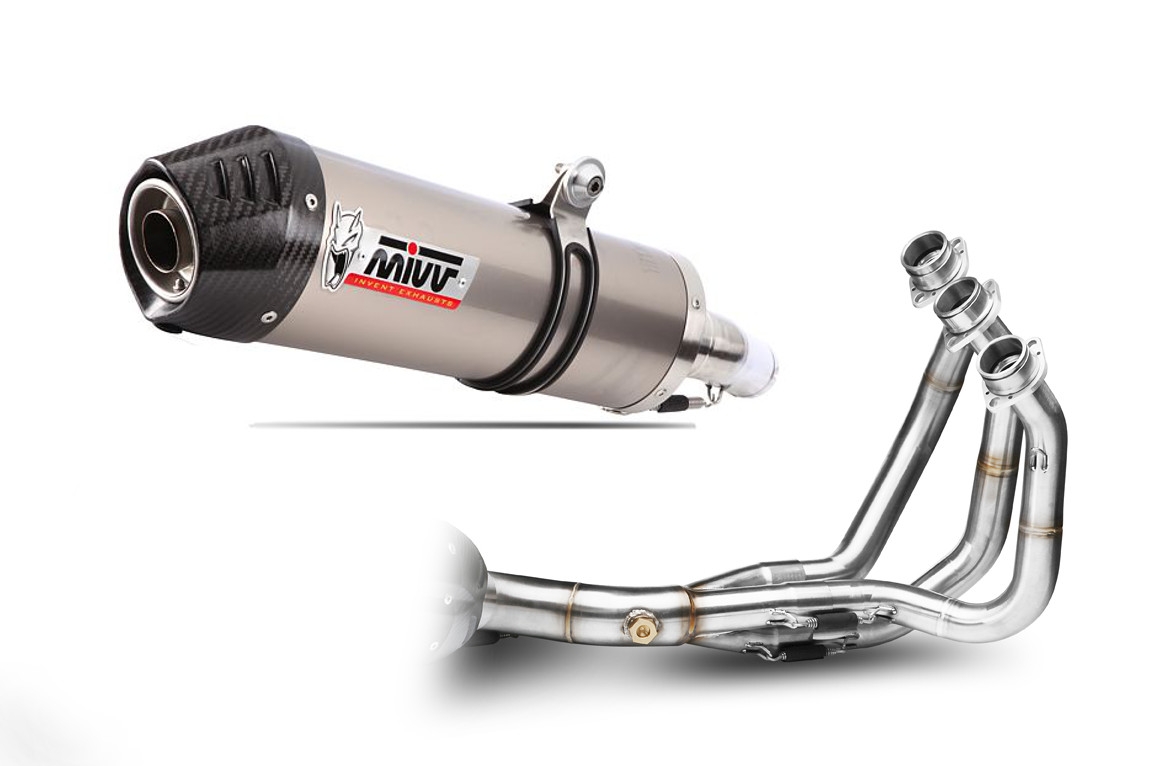 Ligne complète 3x1 MIVV Oval titane / casquette carbone Yamaha MT-09 1