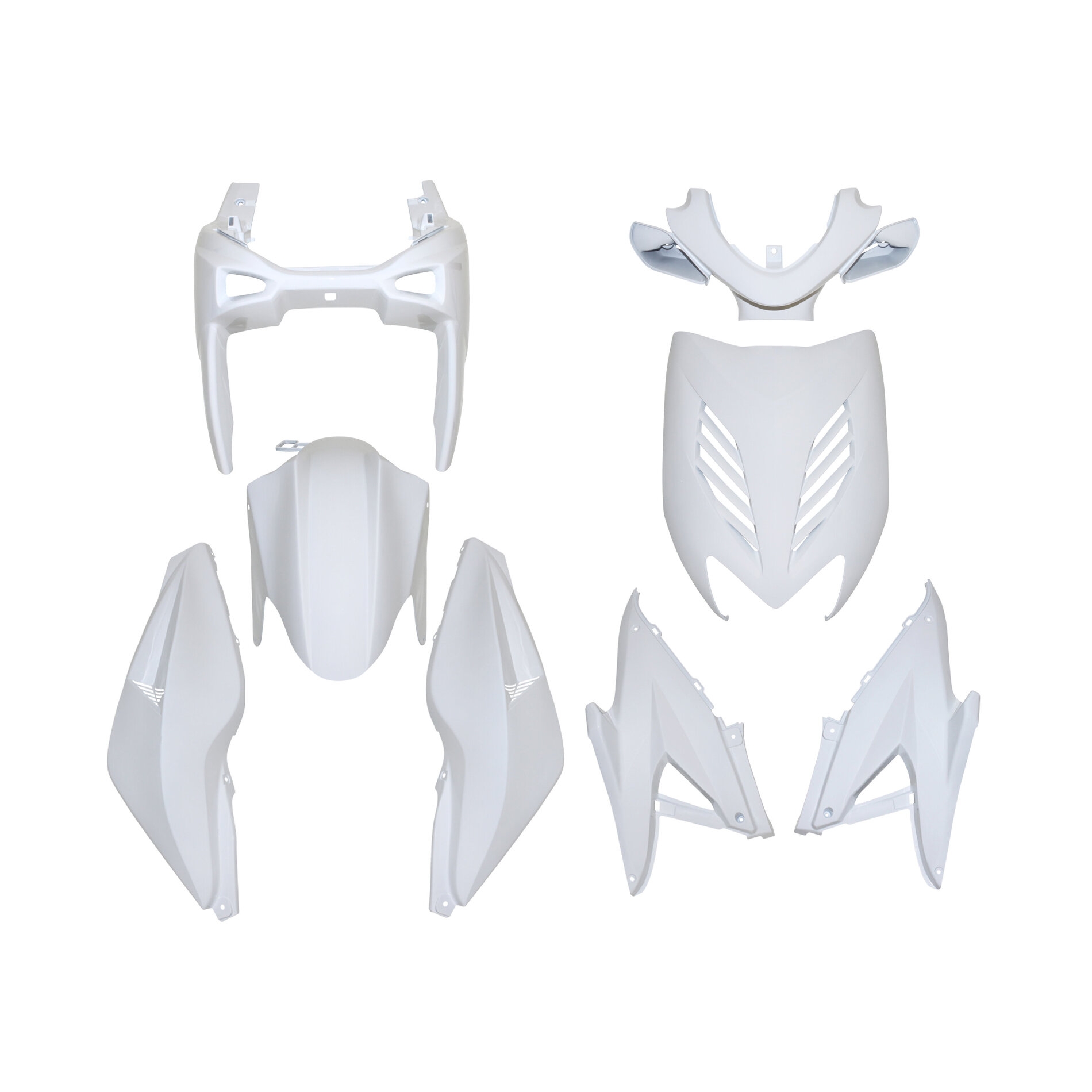 Kit carrosserie 8 pièces blanc brillant adaptable Nitro/Aerox