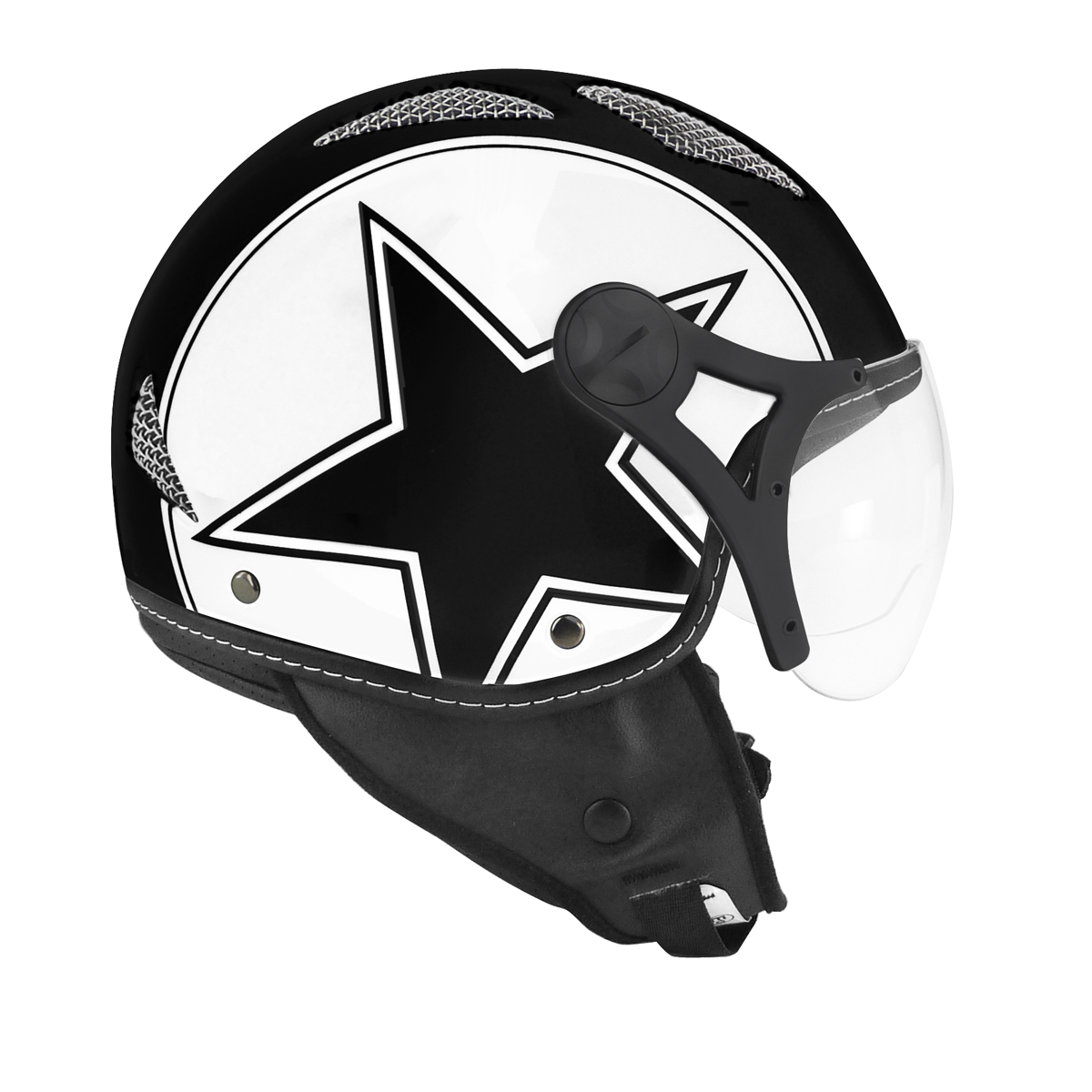 Casque jet TNT Helios Star noir/blanc mat SB13B - XS