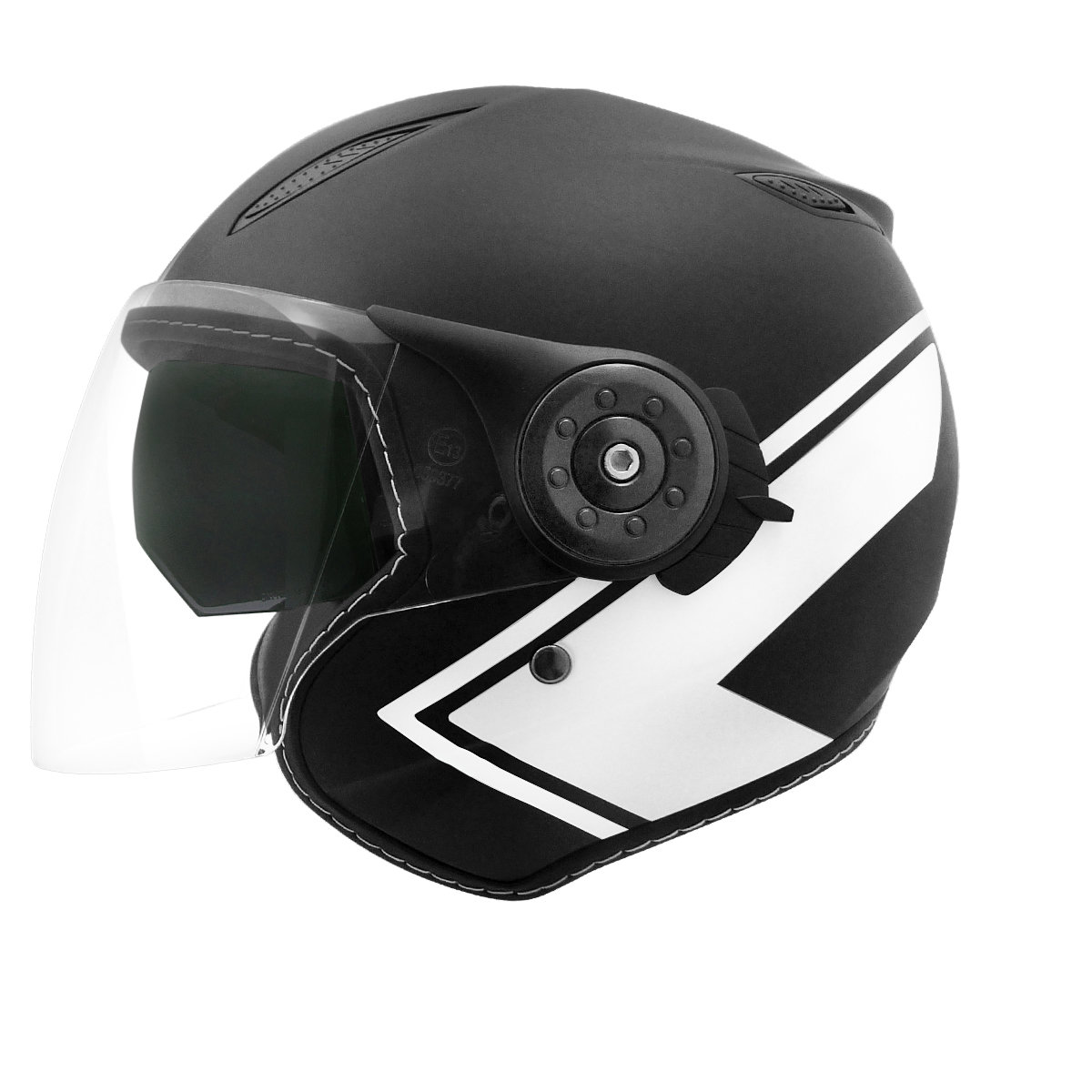 Casque jet TNT AERO DOUBLE ECRAN NOIR/BLANC MAT (INTERIEUR NOIR) - 2XL