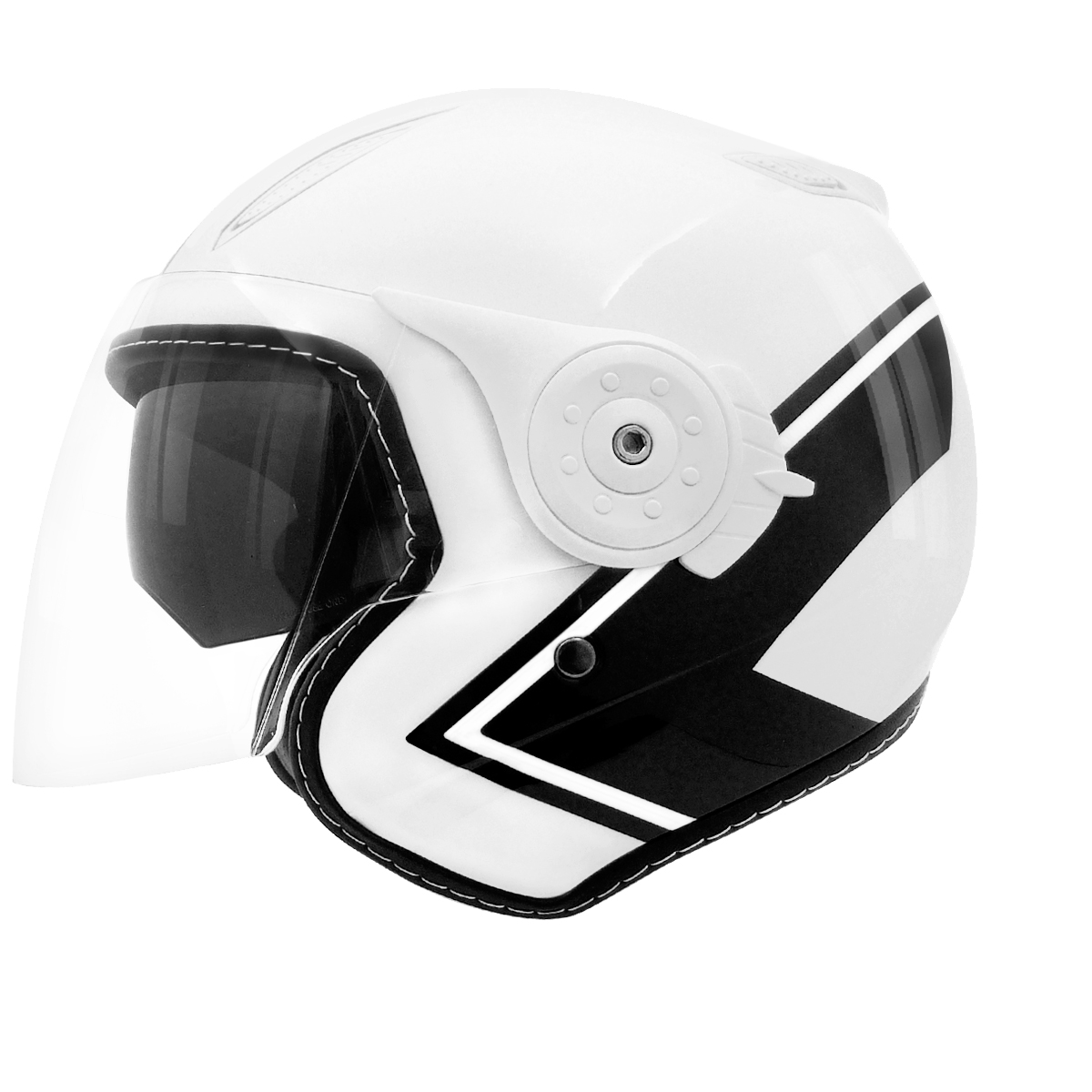 Casque jet TNT AERO DOUBLE ECRAN BLANC/NOIR BRILLANT (INTERIEUR NOIR)