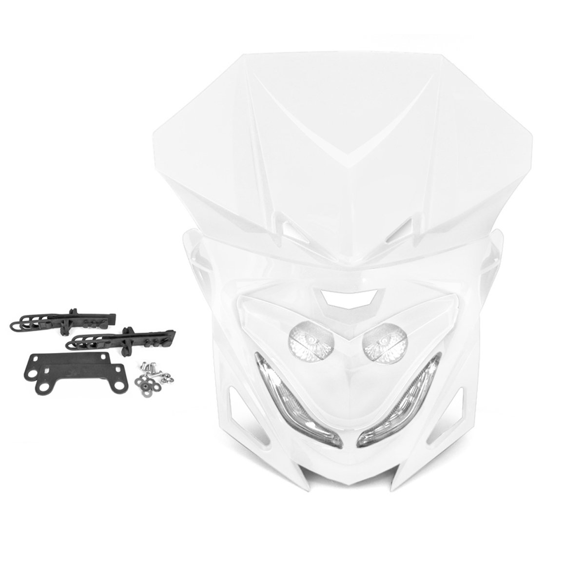 Tête de fourche enduro bi halogène + leds winterbee type r8 blanc
