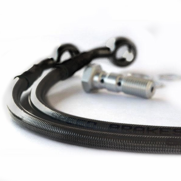 Durite de frein arrière aviation carbone raccords noirs Honda VFR 750